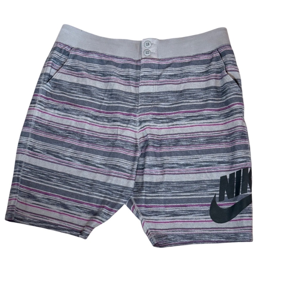 Nike Mens 3XL Striped Knit Shorts Grey Purple Futura Logo 744421-003